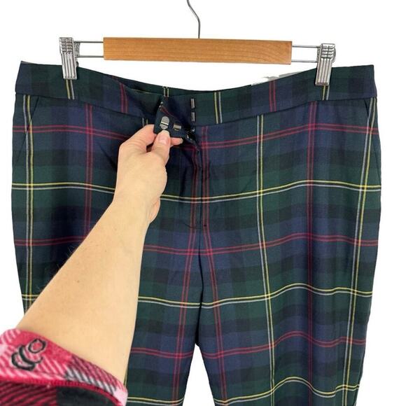 Talbots Plaid Hampshire Straight Leg Ankle Pants Wool Blend New Size 14P - Picture 6 of 16